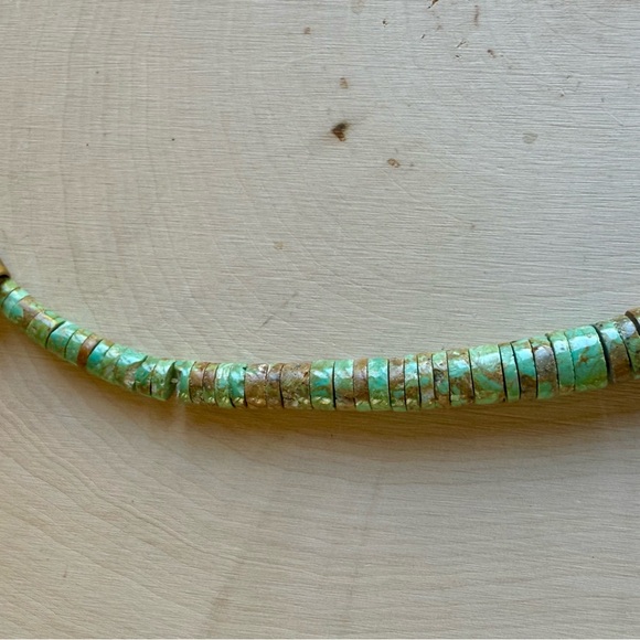 RARE_VINTAGE_Santo Domingo Tony Aguilar Sr. Brass & NATURAL Turquoise Necklace - Picture 6 of 16